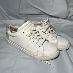 Lola Cruz Embellished Smiley White Leather Sneaker Size 38